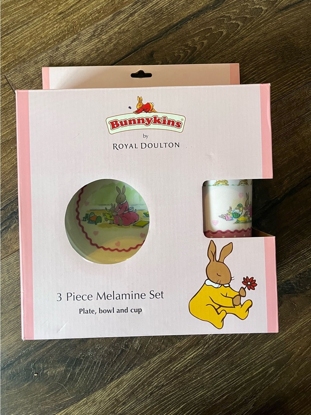 Royal Doulton Bunnykins 3-Piece Melamine Set - Pink and Cream